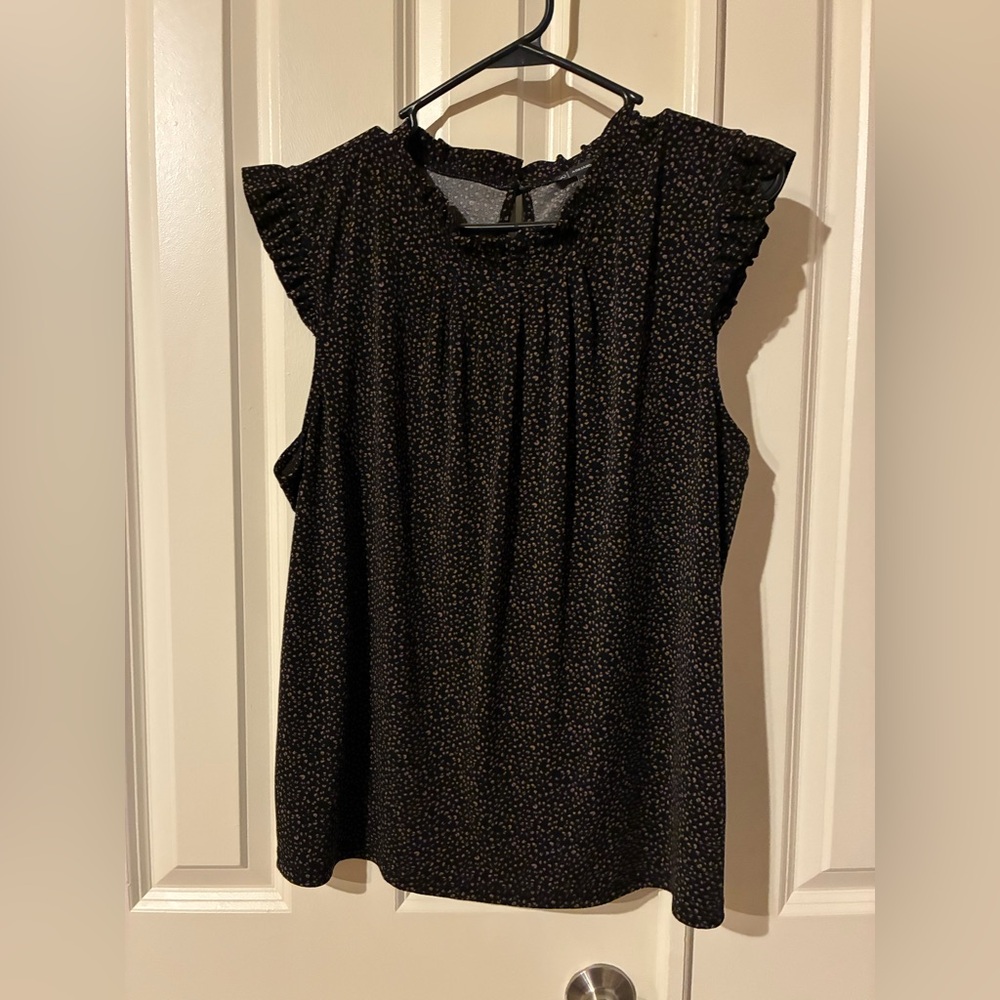 Adrianna Papell Black Ruffle Blouse